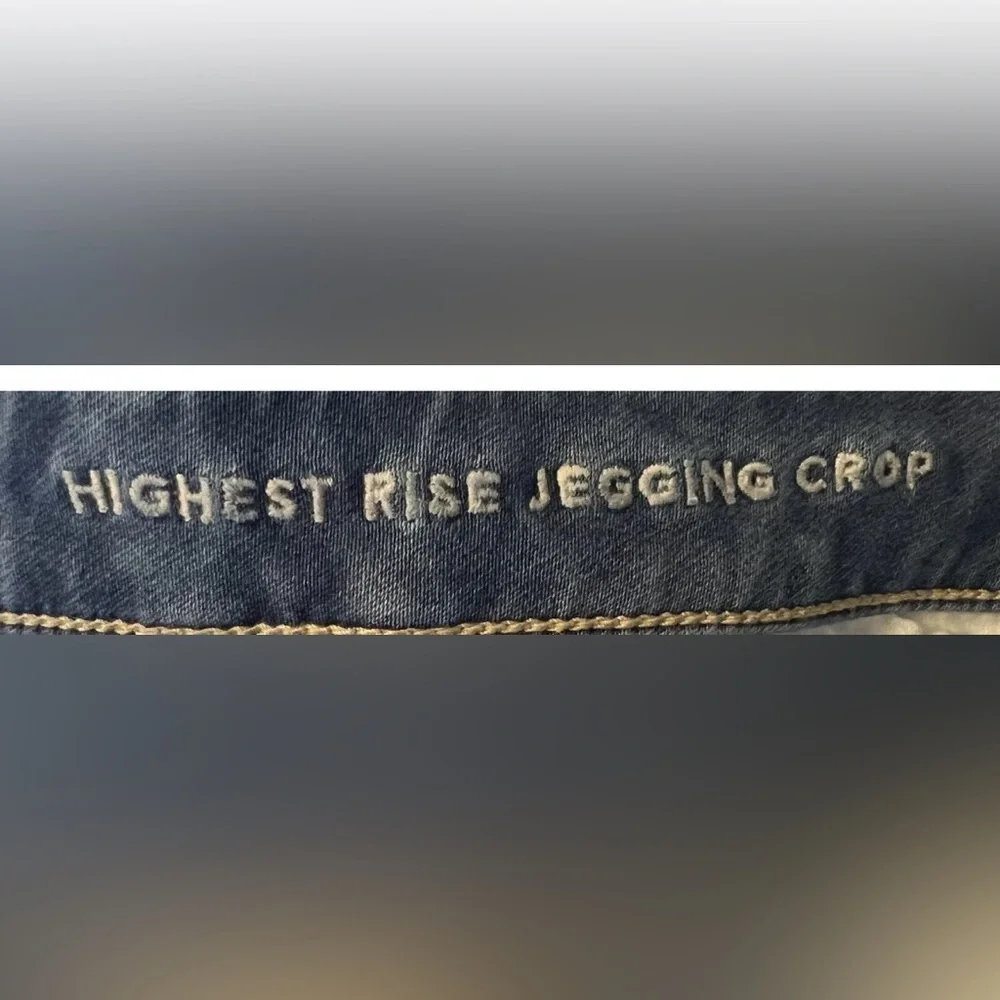 American Eagle Highest Rise Jegging CROP Women’s 6 Blue Level Stretch Distressed - Picture 5 of 11